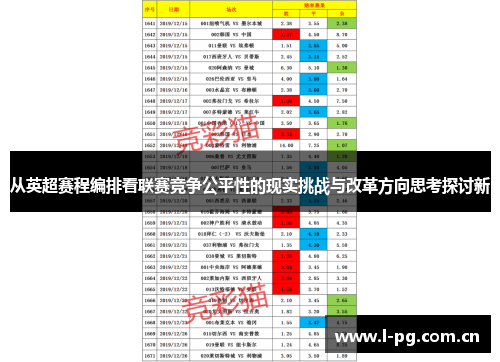 从英超赛程编排看联赛竞争公平性的现实挑战与改革方向思考探讨新